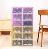 7色のプラスチック靴収納箱透明な家庭用品収納ボックスクラムシェル引き出しの靴箱XD23684