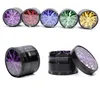 NEW Tobacco Smoking Herb Grinders Four Layers Aluminium Alloy Grinder 100% Metal 63mm 5 colors With Clear Top Window Lighting