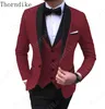 (chaqueta + chaleco + pantalones) Traje de hombre Traje de boda Hombre Blazers del ajustado de los hombres de negocios de vestuario formal partido clásico gris / azul / púrpura