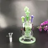 Tubi di acqua di vetro unici narghilè funghi colorati perc riciclatore dab rig giada inebriante bong da 9,8 pollici 14 mm