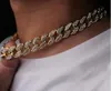 Мужские 15 мм Miami Curr Counded Out Out Cuban Chain Checklace Paze Rhinestones CZ Bling Rapper Ожерелья Hiphop Ювелирные Изделия