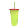 24oz Color Changing Cup Magic Plastic Drinking Tumblers with Lid and Straw Reusable Candy Colors Cold Cup Summer Water Bottle By DHl