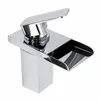 LED Brass Finish Bathroom Faucet Kitchen Tap Bathtub Sink Mix Glass Waterfall Single Handle