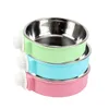 Stainless Steel Pet Dog Cat Bowls Lock on Cage Bowls Feed Drink Pet Supplies Dog Bowls Feeders drop ship