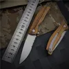 1Pcs New 1810S Ball Bearing Flipper Folding Knife D2 Half Serration Satin Blade Zebrawood Handle EDC Pocket Knives Gift Knife