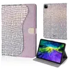 TPU PU Läder Tablet Väska till iPad Pro 11 iPad Air 3 10.5 Mini 1/2/3/4/5 Samsung Galaxy Tab A 8.0 T290 Laser Glitter Flip Stand Colle