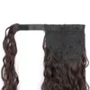 Mänskligt hår Ponytail 140g Clip On Loose Wave Brown Brasilianska Virgin Hairs Natural Wavy Ponytails Extensions 1b Off Black