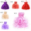 Baby flicka klänningar tulle spädbarn flickor stora båge prinsessor klänningar ärmlös nyfödd outfits boutique baby kläder 15 färger dw4197