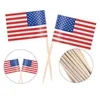 100 stks Britse Tandenstoker Vlag Amerikaanse Tandenstokers Vlag Cupcake Toppers Bakken Cake Decor Drink Bier Stick Party Decoratie Benodigdheden BC BH1214