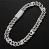 Mäns coola halsband 20mm bredd 16/18/20/22/24 tum 18K Guldpläterad Cz kubansk kedjehalsband armband diamant chian halsband