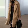 Novo moda Faux Fur Midi Long Women Women WhiM Warm Solid Casual Manga Longa Casacos de Peles Qualidade Luxo Catamento T200507