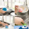 5pcs/sets sponge Strong Decontamination double faced Kitchen Dish Bowl Washing cleaning cloth dish towel+1 PCS vacuum chuck