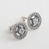 Auténtico pendiente de plata de ley 925 CZ diamante Mujeres Regalo de boda para Pandora Vintage Circle Stud Pendientes con caja original