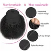 Afro Kinky Curly Ponytail For Black Women Natural Black Remy Hair 1 Piece Clip In Ponytails Drawstring 100% Human Hair 100g