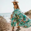 Bohemian Long Wrap Blouses 여름 Beachwear 빈티지 레트로 밤 가르드 인쇄 Boho Maxi Kimono Cardigan