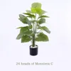 75cm 24heads 열대 몬스터라 식물 큰 인공 나무 야자 나무 플라스틱 녹색 잎 가짜 거북이 홈 파티 장식