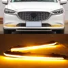 2st CAR DRL LAMP LED DAYTIME RUND LIGHT FÖR MAZDA 6 ATENZA 2019 2020 2021 2022 Med gul blinkersdimma lampa