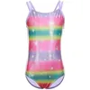 One Piece Swimsuits for Girls, Strap Crossback Children's Swimwear Printing Bathing Suit for Kids The Stripes And Stars Printed