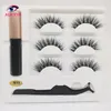 Natural cílios postiços com 5 ímã e magnética Eyeliner Strip Falke Eye Cílios Mink Eyelashes 25mm 3D Mink Hair Cílios Conjunto