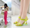 Hot sale-fashion luxury designer women shoes white high heel sandals crystal transparent PVC clear shoes