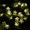 LED Peach Sakura Solar String Luz de Natal Halloween 20/30 LED Light Garden Quintal Decoração Cordas