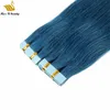 613 Blonde PU Cheveux Peau Trame Bande dans les Extensions de Cheveux Humains Bleu Rouge Vert Rose Coloré Cheveux Cuticule Aligné Haute Qualité 40 pcs