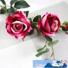 (10st / lot) Partihandel 87cm Hög simulering 3 Head Long Stam Velvet Rose Artificial Flowers High Quality Fake Rose Silk Flower