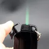 Antorcha a prueba de viento LED Coche Jet Encendedor Turbo Gas butano Cigarro recargable Llavero Encendedor Cigarrillo Colorido Llama verde Encendedor Venta al por mayor Nuevo regalo para hombres