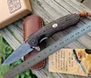 1 stks Nieuwe Mini Kleine VG10 Damascus Steel EDC Pocket Flipper Folding Mes Drop Point Blade Kogellager met leren schede