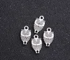 200PCs / lot antika silverpläterade djur mini dubbelsidig uggla charms pendlar för smycken gör armband DIY handgjorda 9x18mm