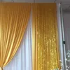 Tenda da sfondo per matrimonio di lusso 3 m di altezza x 3 m di larghezza tenda bianca con drappo di paillettes in seta ghiaccio oro sfondo decorazione della festa nuziale259D