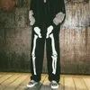 Jeans pour hommes hommes squelette surdimensionné noir pantalon 2021 Denim hommes Streetwear Hip Hop Harem haute Wasit salopette SA-8