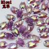 Micui 200 STUKS 7*12mm Shining Drop AB Kleur Hars Strass Kristal Stenen Plaksteen Kralen Naai Met 2 Gaten Voor Jurk Kledingstuk DIY ZZ703