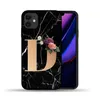 Custom Letter Customized Initial Marble Flowers Black Silicone Phone Case Cover For iPhone 11 Pro Max X XS Max XR 6 6S 7 8 Plus