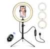 NEW10.2 "Ring Light avec perche télescopique Trépied Support de téléphone portable flexible Dimmable Beauty Ring light pour le flux en direct Makeu Avec obturateur UPS