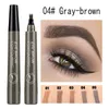 5 färger Eyebrow Tattoo Pen 4 Fork Tips Fina Sketch Liquid Eyebrow Pencil Waterproof Eyebrow Pen9918077