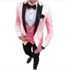 Выполненный на заказ Пик нагрудные Groomsmen One Button Groom Tuxedos Мужские костюмы Свадебные / выпускной вечер / ужин Шафер Blazer (куртка + штаны + Tie + Vest) W238