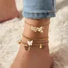 3 teile/satz Schmetterling Frauen Kette Fußkettchen Fußkettchen Armband Sexy Barfuß Sandale Strand Fuß Ketten Armband für Dame Partei Schmuck geschenk