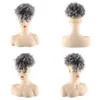 Sznurek Afro Puff Grey Włosy Kinky Kręcone Ponytail 100% Prawdziwe Włosy Bun Chignon Hairpiece Dla Kobiet Updo Clip W Ludzkim Przedłużaniu Włosów