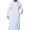Mężczyźni Suknia muzułmańska szata arabska Solidna bluza pełna długość bluzy z kapturem islamskie męskie ubranie 2495059