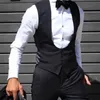 Men's Vests Black Men Vest For Wedding Groom Tuxedo One Piece Slim Fit Waistcoat Solid Color Male Fashoin Clothes