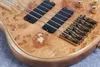 Пользовательские 6 Струны Natural Electric Bass Guitar Maple Body Активный Bass Схема подключения 24 лада Gold Hardware Китай Made Siganture Bass