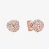 Rose plaqué or cz diamant mariage boucles d'oreilles femmes d'été avec une boîte originale pour Pandora 925 Silver Knot Stock Boucles d'oreilles