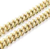 14mm Iced Cuban Link Prong Chain Necklace 14K White Gold Plated 2 Row Diamond Cubic Zirconia Jewelry 16inch-24inch Cuban Chain198k