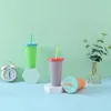 GROTE UITVERKOOP! 24OZ Plastic Kleur Veranderende Cup PP Temperatuur Sensing Magic Drinkbeker Candy Kleuren Herbruikbare Koffiemok Gratis Verzending A11