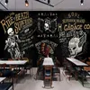 Benutzerdefinierte 3D-Fototapete Europäische Retro-nostalgische Tafel Graffiti-Schädel-Motorrad-Bar-Café-Restaurant KTV-Tapetenwandbild