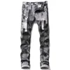 2021 Mens Fashion Abstract Art Stretch Slim Straight Jeans Teenagers Digital 3D Printed Gray Black Jeans9386459