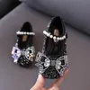 Fashion sequin girls shoes pearl princess high-heeled shoe bowknot crystal party dress shoe toddler shoes baby shoes retail