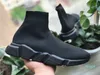 Hot Sale-Mulheres Homens Sock Speed ​​Trainer calça as sapatilhas Knitting Deslizamento-na alta qualidade Casual Walking Shoe Comfort All Black Chaussures
