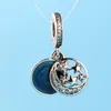 Moon Blue Sky Dangle Charm Bracelet لتقوم بها بنفسك صنع قلادة إكسسوارات قلادة لباندورا 925 سحر الفضة الاسترليني مع مجموعة صندوق أصلي